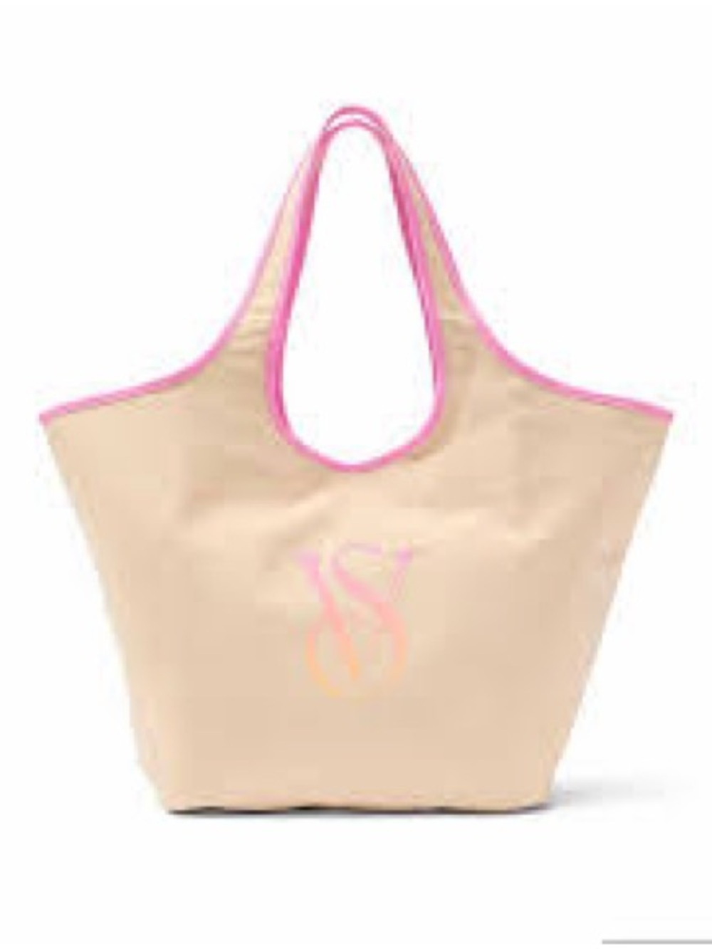 NWT Victoria’s Secret Canvas Tote Bag Pink Trim Large Travel Weekender Beach Bag